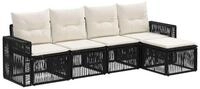 vidaXL Gartenlounge-Set Gartensofa-set 5 stk. Schwarz und Cremewei&szlig;...