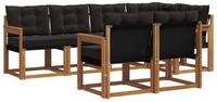 vidaXL Gartenlounge-Set Outdoor-Sofagarnitur 7 stk. Nat&uuml;rlich und Schwarz,...