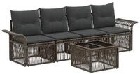 vidaXL Gartenlounge-Set Gartensofa-set 5 stk. Grau Poly-Rattan, (5-tlg)