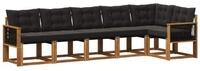 vidaXL Gartenlounge-Set Outdoor-Sofagarnitur 6 stk. Nat&uuml;rlich und Schwarz,...
