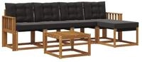 vidaXL Gartenlounge-Set Outdoor-Sofagarnitur 6 stk. Nat&uuml;rlich und Schwarz,...