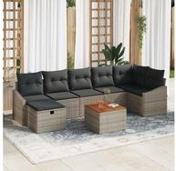 vidaXL Gartenlounge-Set Gartensofa-set 8 stk. Grau Poly-Rattan, (8-tlg)