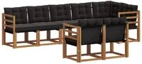 vidaXL Gartenlounge-Set Outdoor-Sofagarnitur 8 stk. Nat&uuml;rlich und Schwarz,...