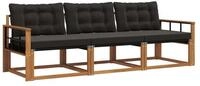 vidaXL Gartenlounge-Set Outdoor-Sofagarnitur 3 stk. Nat&uuml;rlich und Schwarz,...