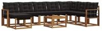vidaXL Gartenlounge-Set Outdoor-Sofagarnitur 9 Stk. Nat&uuml;rlich und Schwarz,...