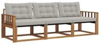 vidaXL Gartenlounge-Set Outdoor-Sofagarnitur 3 stk. Nat&uuml;rlich und Hellgrau,...