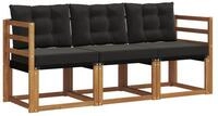 vidaXL Gartenlounge-Set Outdoor-Sofagarnitur 3 stk. Nat&uuml;rlich und Schwarz,...
