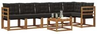 vidaXL Gartenlounge-Set Outdoor-Sofagarnitur 7 stk. Nat&uuml;rlich und Schwarz,...