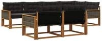 vidaXL Gartenlounge-Set Outdoor-Sofagarnitur 7 stk. Nat&uuml;rlich und Schwarz,...