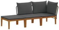 vidaXL Sofaelement 3 stk. Massives nholz & Seil Natur (3 St)