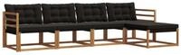 vidaXL Gartenlounge-Set Outdoor-Sofagarnitur 5 stk. Nat&uuml;rlich und Schwarz,...