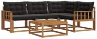 vidaXL Gartenlounge-Set Outdoor-Sofagarnitur 5 stk. Nat&uuml;rlich und Schwarz,...
