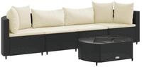 vidaXL Gartenlounge-Set 5-tlg. Garten-Sofagarnitur mit Kissen Schwarz Poly...