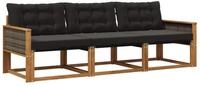 vidaXL Gartenlounge-Set Outdoor-Sofagarnitur 3 stk. Nat&uuml;rlich und Schwarz,...