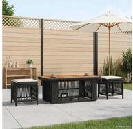 vidaXL Loungeset vidaXL Garten Essgruppe 4 stk. Schwarz und Creme Poly-Rattan