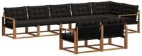 vidaXL Gartenlounge-Set Outdoor-Sofagarnitur 8 stk. Nat&uuml;rlich und Schwarz,...