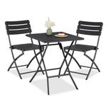 relaxdays Balkonset Balkonm&ouml;bel Set 3-teilig in Holzoptik, (3-tlg., Tisch mit 2