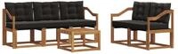 vidaXL Gartenlounge-Set Outdoor-Sofagarnitur 6 stk. Nat&uuml;rlich und Schwarz,...