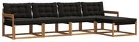 vidaXL Gartenlounge-Set Outdoor-Sofagarnitur 5 stk. Nat&uuml;rlich und Schwarz,...