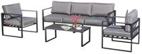 Jet-Line Gartenlounge-Set KRETA II Lounge-Set in Hellgrau: Sofa, Sessel & Ti