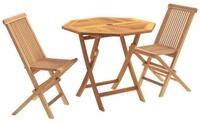 vidaXL Gartenlounge-Set 3-teiliges klappbares Garten Bistro Set Natur Massivholz