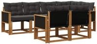 vidaXL Gartenlounge-Set Outdoor-Sofagarnitur 7 stk. Nat&uuml;rlich und Schwarz,...