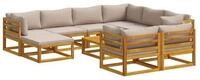 vidaXL Gartenlounge-Set Sofa-Set 10 stk. Natur Massivholz, (10-tlg)