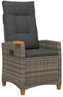 vidaXL Gartenstuhl Liegestuhl mit Teeteller Grau und Dunkelgrau Poly-Rattan (1...