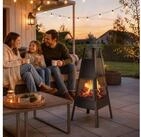 Outsunny Feuerschale Gartenkamin mit Schutzgitter, (Set, 1-St., 1x Feuerstelle),