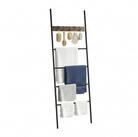 relaxdays Handtuchleiter mit 4 Sprossen & 5 Haken, Vintagebraun