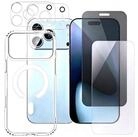 Wigento Handyh&uuml;lle MagSafe + 2x Schutzglas + 2x Kameraschutz f&uuml;r Apple iPhone...