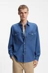 Jeanshemd HUGO "Ebino", Herren, Gr. XXL (45/46), N-Gr, blau (turquoise, aqua441),