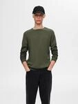 Rundhalspullover SELECTED "SLHBERG CREW NECK NOOS", Herren, Gr. S, gr&uuml;n (kalamata),