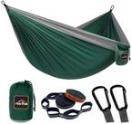 LuxusKollektion H&auml;ngematte H&auml;ngematte Camping Fallschirm Nylon Dunkelgr&uuml;n hellgrau