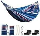 LuxusKollektion H&auml;ngematte H&auml;ngematte Baumwolle Camping 300kg Blau Rot Wei&szlig;