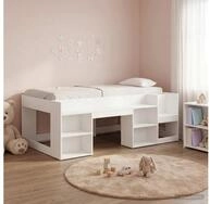 vidaXL Bettgestell vidaXL Kinderbettgestell mit Stauraum Wei&szlig; 98,5 x 200 cm
