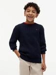 Strickpullover TOMMY HILFIGER, Jungen, Gr. 86, blau (schwarz night navy),...