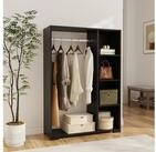 en.casa Kleiderschrank &raquo;Nesbyen&laquo; mit Garderobenstange Schwarz