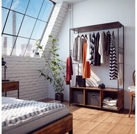 Vicco Kleiderschrank Fyrk, Eiche rustikal/Schwarz, 119.5 x 189 cm (1-St)