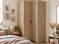 Beautysofa Eckkleiderschrank ELENA 2D mit Kleiderstange und Ablagen...