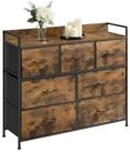 relaxdays Kommode mit 7 Stoffschubladen (7 St), Vintagebraun