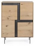 Natur24 Highboard Stanwood Highboard 90 x 40 x 120 cm MDF Stahl Eichenfurnier