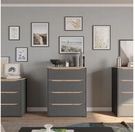 Vicco Kommode Ruben, Anthrazit/Artisan-Eiche, 80 x 100.7 cm