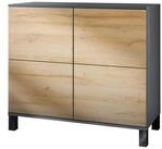 Vladon Kommode Rova V3 (Moderner K&uuml;chenschrank, mit 4 Push-to-Open T&uuml;ren),