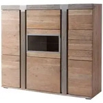 Massivmoebel24 Highboard AMSTERDAM Akazie Massivholz beige (Massivholz montiert...