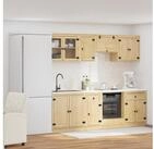 vidaXL K&uuml;chenzeile Schrank mit Regal SKI 8 pcs Honigbraun Massives Kiefernholz