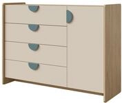 MIRJAN24 Kommode Lexi 1D4S 09 (mit Dreht&uuml;r und vier Schubladen), 124x40x91 cm