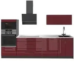 Vicco K&uuml;chenzeile Fame-Line, Bordeaux Hochglanz/Anthrazit, 280 cm, AP Marmor...