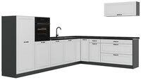 Vicco Winkelk&uuml;che R-Line, Wei&szlig; Landhaus/Anthrazit, 327 x cm ohne Arbeitsplatte