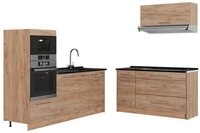 Vicco K&uuml;chenzeile Fame-Line, Goldkraft Eiche/Goldkraft Eiche, 340 cm, AP...